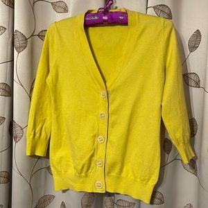Boden green/yellow 3/4 sleeve cardigan